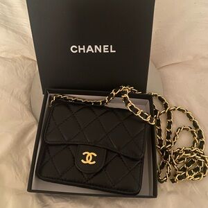 Chanel Black Mini Bag with Gold Chain